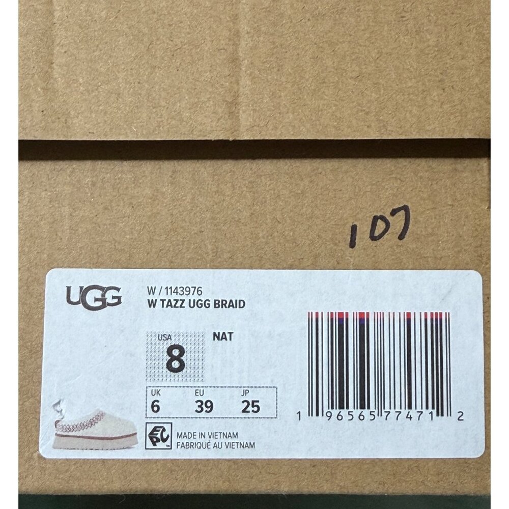 NWB Ugg Taz Braid Heritage Slippers / Color - Natural / Size 8 - Picture 7 of 8